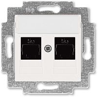 Розетка компьютерная без рамки ABB EPJ Levit 2-м. RJ45+RJ45 5e жемчуг картинка
